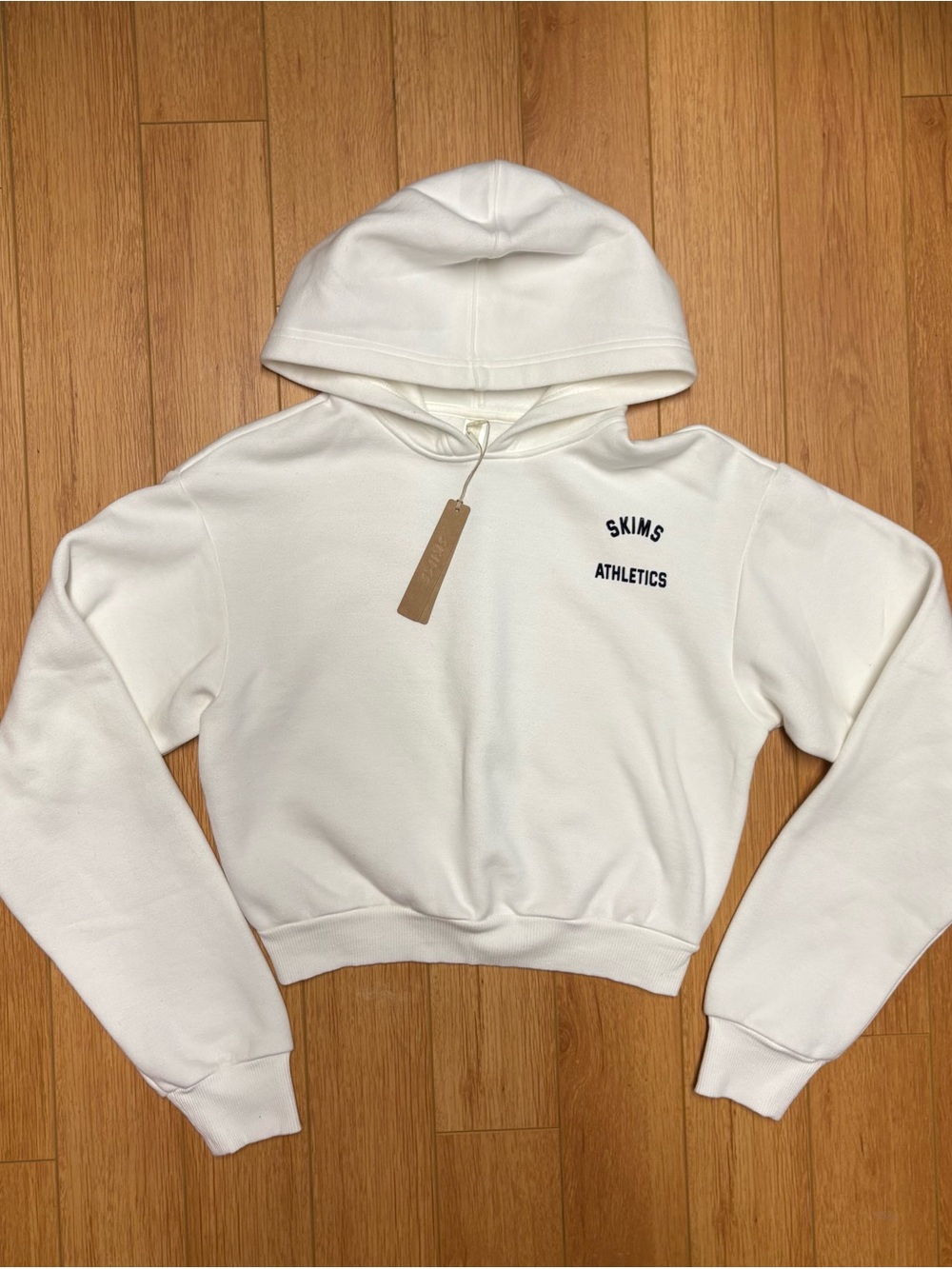SKIMS Cropped White Hoodie Sweater